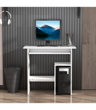 Computer Desk, 73.5H cm-White, Thick particleboard, 80L x 45W, Melamine Surface