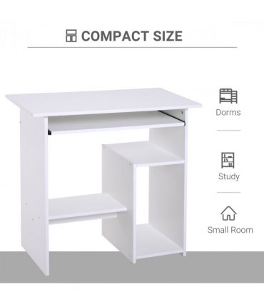 Computer Desk, 73.5H cm-White, Thick particleboard, 80L x 45W, Melamine Surface