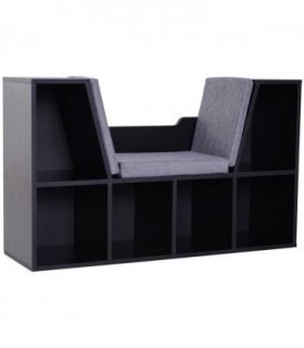 Sideboard Bookcase Storage Reading Seat w/ Cushion Unit Kids Children Black