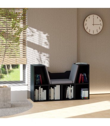 Sideboard Bookcase Storage Reading Seat w/ Cushion Unit Kids Children Black