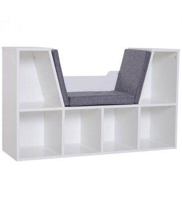 Bookcase Storage W/Particle Board Sponge Linen, 102W x 30D x 61Hcm-White/Grey