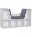Bookcase Storage W/Particle Board Sponge Linen, 102W x 30D x 61Hcm-White/Grey