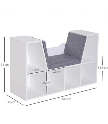 Bookcase Storage W/Particle Board Sponge Linen, 102W x 30D x 61Hcm-White/Grey