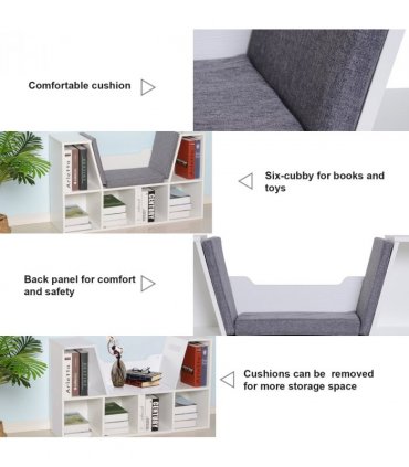 Bookcase Storage W/Particle Board Sponge Linen, 102W x 30D x 61Hcm-White/Grey