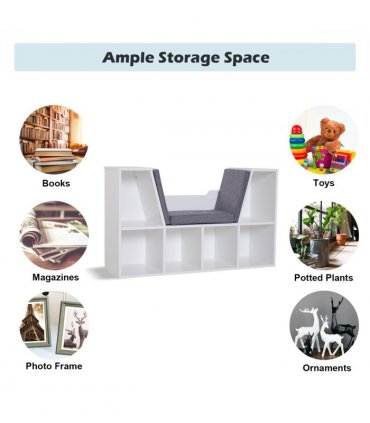 Bookcase Storage W/Particle Board Sponge Linen, 102W x 30D x 61Hcm-White/Grey