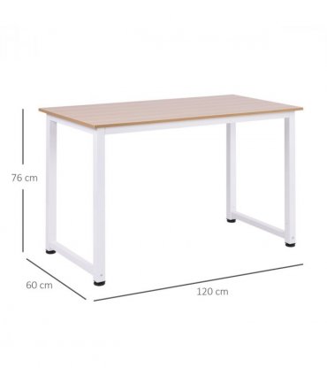Computer Desk W/ White Metal Frame MDF, 120W x 60D x 76Hcm-Oak Grain Tone