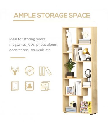 Bookcase 178cm 8-Shelf Beige Particleboard Melamine Surface 70cm x 24cm