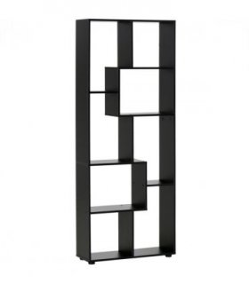 Bookcase 178cm 8-Shelf Black Melamine Surface Foot Pads Multipurpose 8-Grid