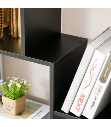 Bookcase 178cm 8-Shelf Black Melamine Surface Foot Pads Multipurpose 8-Grid