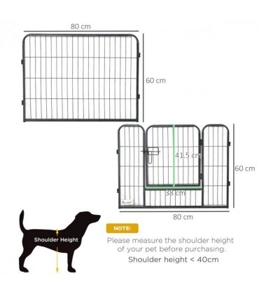 12 Panels Pet Playpen, Heavy-Duty Dog Fence DIY Design w/ Doors, 80 x 60 cm