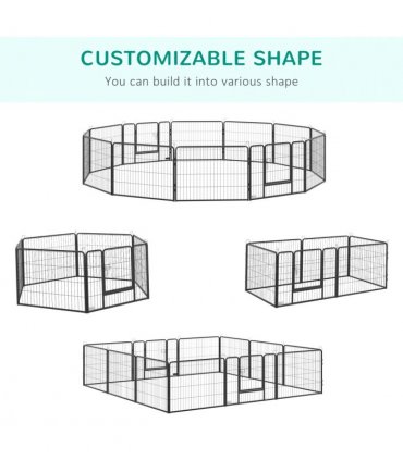 12 Panels Pet Playpen, Heavy-Duty Dog Fence DIY Design w/ Doors, 80 x 60 cm