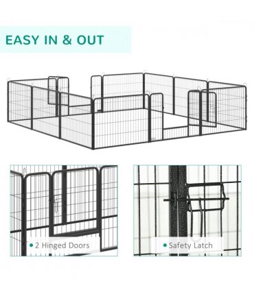 12 Panels Pet Playpen, Heavy-Duty Dog Fence DIY Design w/ Doors, 80 x 60 cm