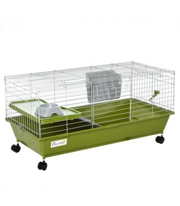 Cage - 89cm Small Animal Home for Rabbit Ferret Chinchilla w/ Wheels Green