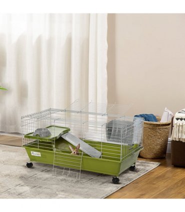 Cage - 89cm Small Animal Home for Rabbit Ferret Chinchilla w/ Wheels Green