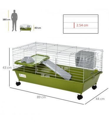 Cage - 89cm Small Animal Home for Rabbit Ferret Chinchilla w/ Wheels Green