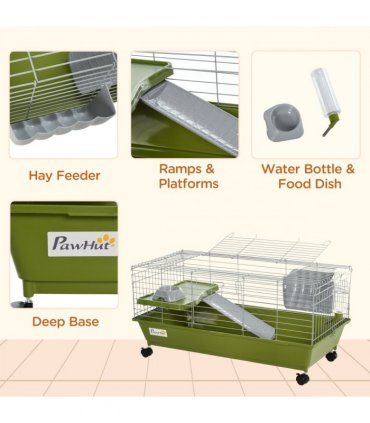Cage - 89cm Small Animal Home for Rabbit Ferret Chinchilla w/ Wheels Green