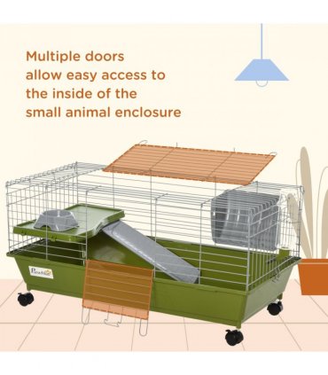 Cage - 89cm Small Animal Home for Rabbit Ferret Chinchilla w/ Wheels Green