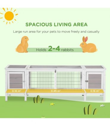 Indoor Rabbit Hutch Separable Guinea Pig Cage Bunny Run w/ Slide Out Tray - Grey