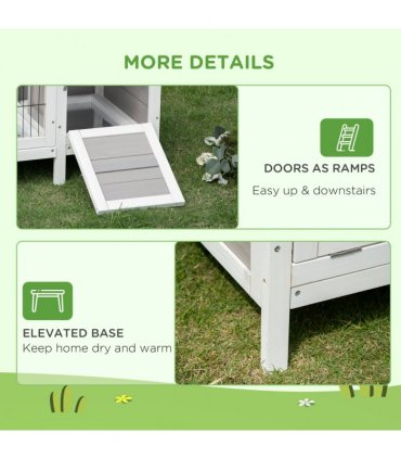 Indoor Rabbit Hutch Separable Guinea Pig Cage Bunny Run w/ Slide Out Tray - Grey