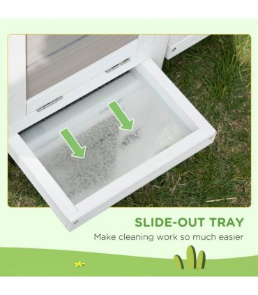 Indoor Rabbit Hutch Separable Guinea Pig Cage Bunny Run w/ Slide Out Tray - Grey