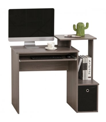 Computer Desk with Sliding Keyboard Tray Storage Drawer Shelf  Grey