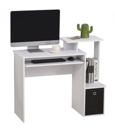 Computer Desk White Particle board 100cm x 40cm x 86.6cm Sliding Keyboard Tray