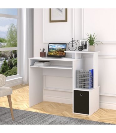 Computer Desk White Particle board 100cm x 40cm x 86.6cm Sliding Keyboard Tray
