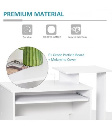 Computer Desk White Particle board 100cm x 40cm x 86.6cm Sliding Keyboard Tray