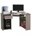L-Shaped Corner Computer Desk & 2-Tier Side Shelves Wide Table Top Grey