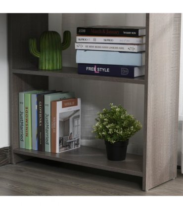 L-Shaped Corner Computer Desk & 2-Tier Side Shelves Wide Table Top Grey