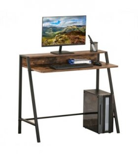 Writing Desk Computer Workstation Storage Shelf - Color: Rustic Brown