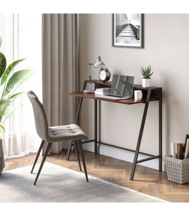 Writing Desk Computer Workstation Storage Shelf - Color: Rustic Brown