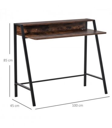 Writing Desk Computer Workstation Storage Shelf - Color: Rustic Brown