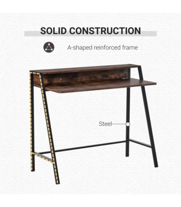 Writing Desk Computer Workstation Storage Shelf - Color: Rustic Brown