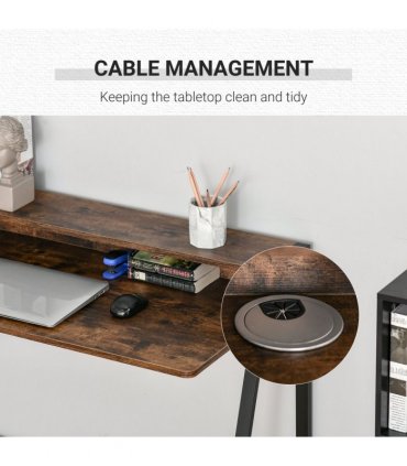 Writing Desk Computer Workstation Storage Shelf - Color: Rustic Brown