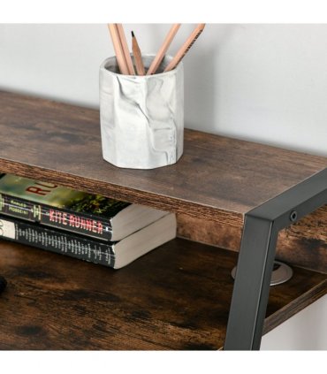 Writing Desk Computer Workstation Storage Shelf - Color: Rustic Brown