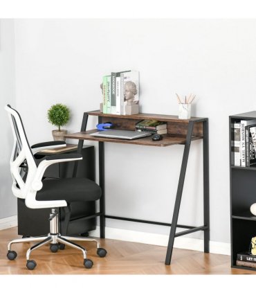 Metal Office PC Workstation Storage Shelf Color Rustic Brown 84cmx45cmx85cm
