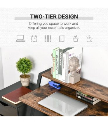 Metal Office PC Workstation Storage Shelf Color Rustic Brown 84cmx45cmx85cm
