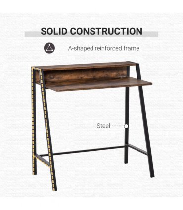 Metal Office PC Workstation Storage Shelf Color Rustic Brown 84cmx45cmx85cm