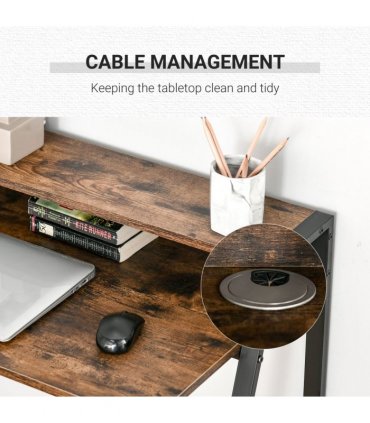 Metal Office PC Workstation Storage Shelf Color Rustic Brown 84cmx45cmx85cm