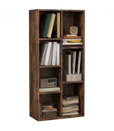 Bookcase Industrial Display Cabinet Cube Storage Rustic Particleboard 50x24x106