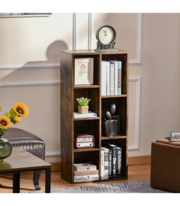 Bookcase Industrial Display Cabinet Cube Storage Rustic Particleboard 50x24x106