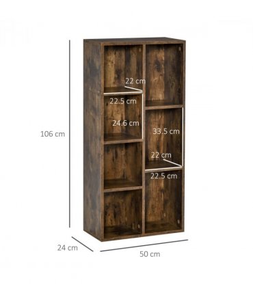 Bookcase Industrial Display Cabinet Cube Storage Rustic Particleboard 50x24x106