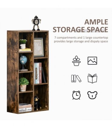 Bookcase Industrial Display Cabinet Cube Storage Rustic Particleboard 50x24x106