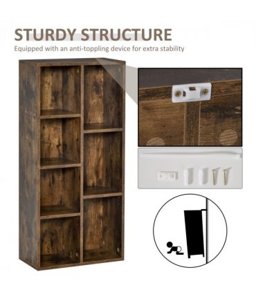 Bookcase Industrial Display Cabinet Cube Storage Rustic Particleboard 50x24x106