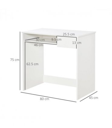 Computer Table with Keyboard Tray Drawer White Particle Board 80cm x 45cm x 75cm