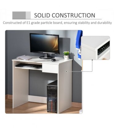 Computer Table with Keyboard Tray Drawer White Particle Board 80cm x 45cm x 75cm