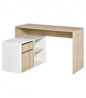 L-Shaped Corner Computer Desk  Oak and White