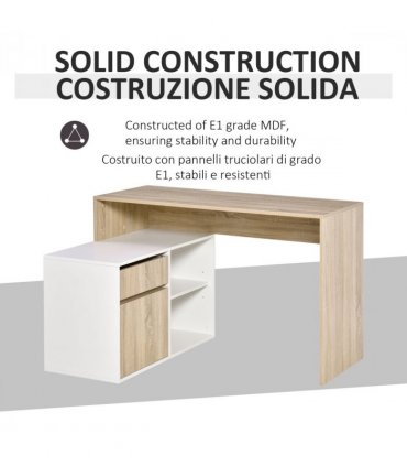 L-Shaped Corner Computer Desk  Oak and White