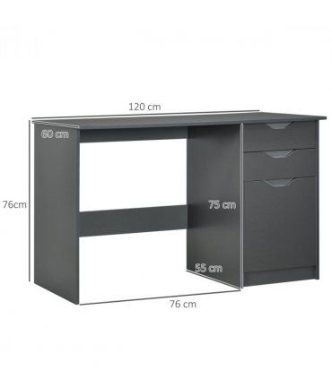 Computer Desk Grey 120cm x 60cm x 76cm Particle board Modern style with drawers